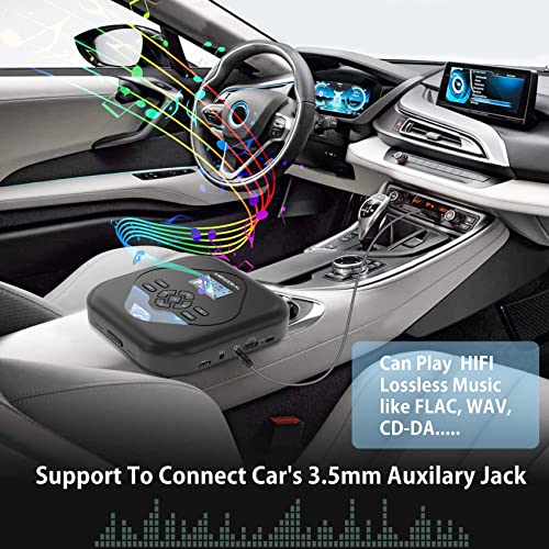 MONODEAL CD Player Portable,Bluetooth CD Player with Speakers,Rechargeable Player for Car and Home,Small Anti-Skip Player with Dual Headphone Jacks,WAV/FLAC/MP3/CD Compatible