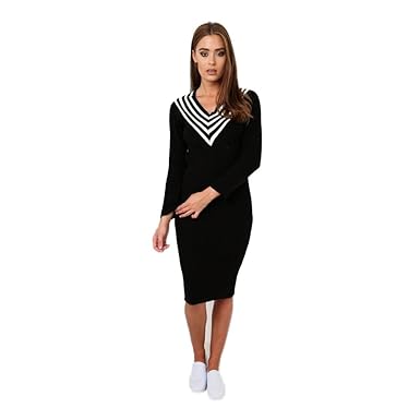 black v neck jumper dress