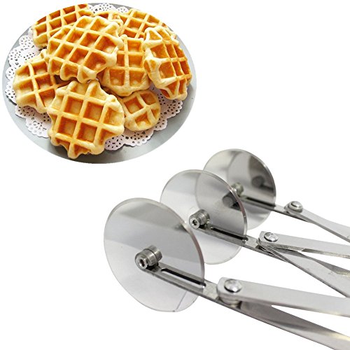 Premium Edition Slicer, 2.09 Inch Pastry Knife, 3 Wheel Stainless Steel Cutter Kitchen Tool with Sharp Blade