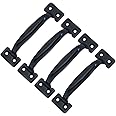 QCAA Door Pull, 6-1/2", Steel, Black Coated, 4 Pack, Made in Taiwan