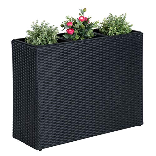 ESTEXO Pflanzkübel Blumentopf Poly Rattan Blumenkübel Hochbeet Übertopf Gartenmöbel (Schwarz) – Bild 6