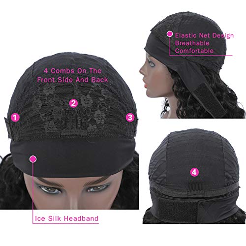 Headband-Wig-Scarf-Kinky-Curly-Wigs-for-Black-Women-None-Lace-Front-Wigs-with-Headband-Human-Hair-Mixed-Machine-Made-Wave-Natural-Color-150-Density-16-inch