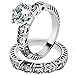 Marimor Jewelry His and Her Stainless Steel 3.10 Carat Cubic Zirconia Bridal Set and Men's Titanium Wedding Band