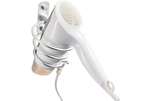YWHWXB Hair Dryer Holder,Wall Mounted Spiral Hair Dryer Shelf,Bathroom Stainless Steel Hair Dryer Bracket,Self-Adhesive Hair Dryer Storage Rack (Silver)