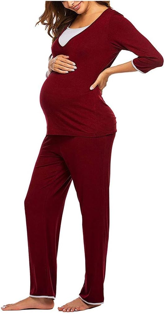Cotton Nursing/Labor/Delivery Maternity Pajamas Set for Hospital Home, Basic Nursing Shirts, Pregnancy Pants