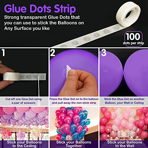 JOYEZA Balloon Garland Kit, Arch Kit Balloon Tape Decorating Strip Kits - 32ft Strip, 200 Glue Dots, 60ft Ribbon - Easy to Use - for Party Wedding Birthays Baby Shower DIY Ballon Decorations
