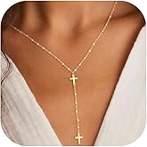 Funsanny Lariat Necklaces for Women - Dainty Long Necklace Trendy 14K Gold Plated Hypoallergenic Layered Long Y-Shape Sunburst CZ T-Bar Pendant Drop Chain Necklace Set for Women Non Tarinsh Jewelry