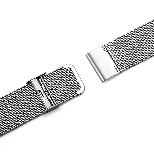 Stainless Steel Milanese Loop Watch Band Mesh Band 22mm Smart Watch Strap Replacement Wrist Bands Bracelet Classic Polished Silver - Thumbnail 3