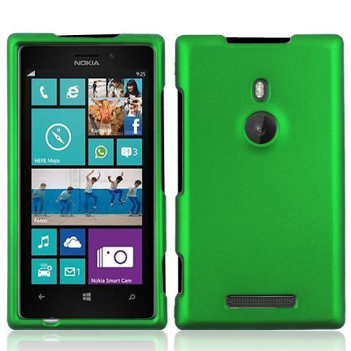 Lumia 925 Case - Wydan (TM) Rubberized 2-Piece Snap On Hard Case Cover For Nokia Lumia 925 - Dark Green w/ Wydan Prying Tool
