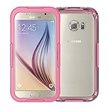 Galaxy S6 Waterproof Case, iThroughTM 20ft Waterproof, Dust Proof, Snow Proof, Shock Proof Case with Silicone Membrane Touched Screen Protector, Protective Carrying Cover Case for Galaxy S6 (Pink)