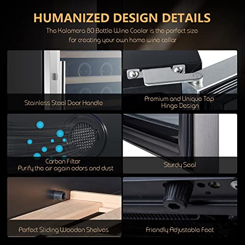 Kalamera 80 Bottle Freestanding Compressor Wine CoolerStainless Steel