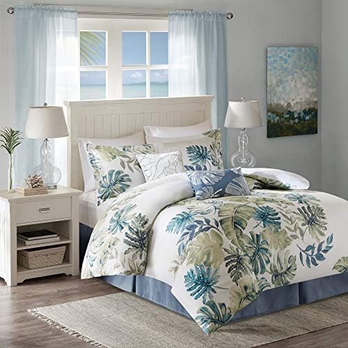 Amazon Com Harbor House Cozy Cotton Comforter Set Coastal All Season Down Alternative Casual Bedding With Matching Shams Decorative Pillows Cal King 110 X96 Monstera Leaf Green 6 Piece Home Kitchen