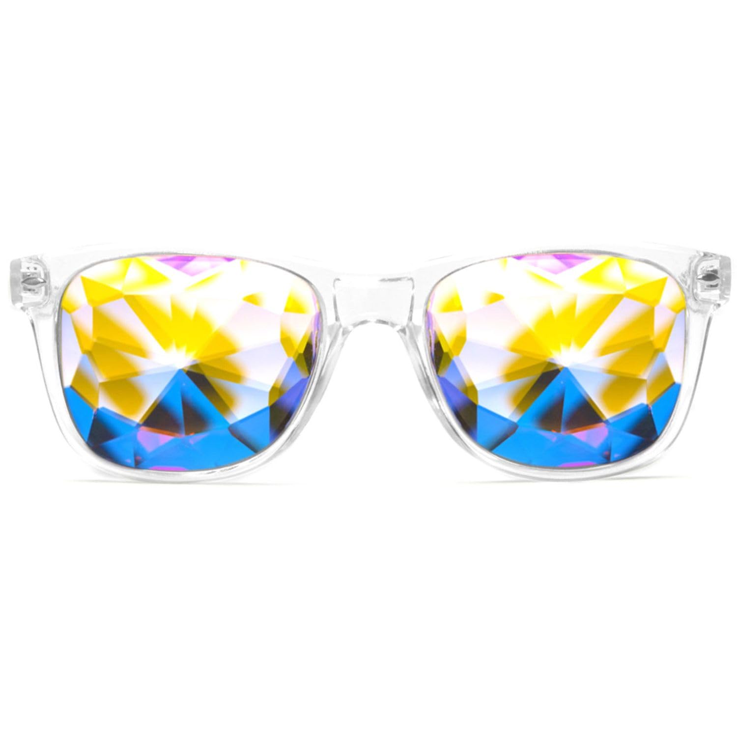 Photo 1 of GloFX Ultimate Kaleidoscope Glasses - Clear - Rainbow EDM Rave Light Diffraction Eyewear (Clear)