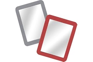 Vermo Magnetic Mirror - 2-Pack Locker Mirror - 5" x 7"- for School Locker, Bathroom, Household Refrigerator, Locker Accessory, Workshop Toolbox, Office Cabinet or More, Red and Gray