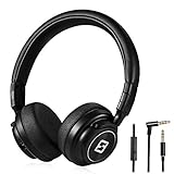 Headphones, Red Ant R490 On-Ear Lightweight Headphones with Mic and Detachable Cable 3.5MM Jack (black)