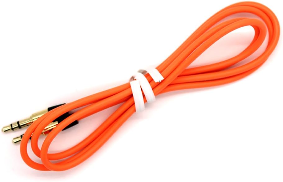 Diginova - 3.5mm Gold Plated Auxiliary Audio Cable (3.2ft / 1m) AUX Cable Jack for Beats Headphones, Apple iPods, iPhones, iPads, Home / Car Stereos, Tablets and More (Orange)