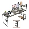 Bestier Computer Desk 63 Inch with Storage Shelves Large Writing Desk with Bookshelf Reversible PC Study Table with…