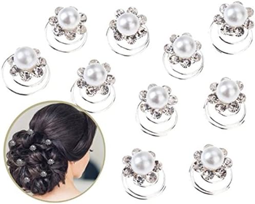 Set Kit of Gorgeous Weddings / Proms / Balls Hair Decorations With 12pcs Silver Colored Spirals / Twists / Twisted Pins / Clips