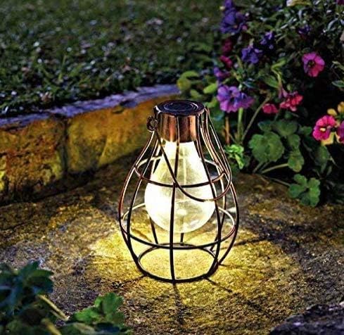Garden Mile Solar Powered Copper Hanging Firefly Lantern with LED Lights Patio Storm Table Centrepiece Window Display Piece Indoor Outdoor Garden Lighting (Firefly, 1)