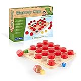 Guidecraft Memory Caps Kids Educational Toy - Colorful Wooden Hide and Reveal Matching Shapes Game for Toddlers