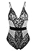 Garmol Women Lingerie One Piece Fishnet Teddy Lace Cups Bodysuit Mesh Babydoll Black