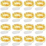 Olafus 16 Pack LED String Lights 6.6ft Copper Wire with 20 Warm White LEDs - Waterproof Outdoor Indoor Battery Operated LED Fairy Lights for Patio, Garden, Deck, Front Porch, Holiday Decoration