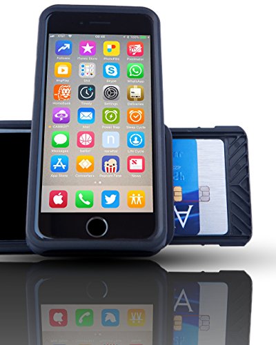 Slyder iPhone 6, 6s, 7 & 8 Wallet Case, Black. The Slider feature reveals a hidden card holding compartment. An integraged ramp allows easy removal of your cards. Military grade plastic protects.