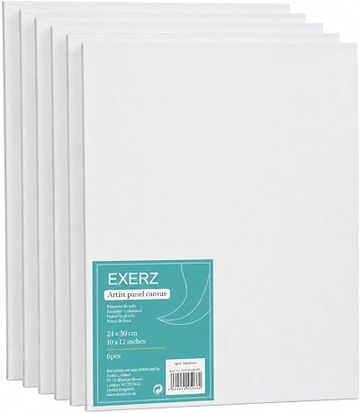 EXERZ 24x30cm Canvas Panels 6pcs 3mm 280GSM 100% Cotton Triple Primed