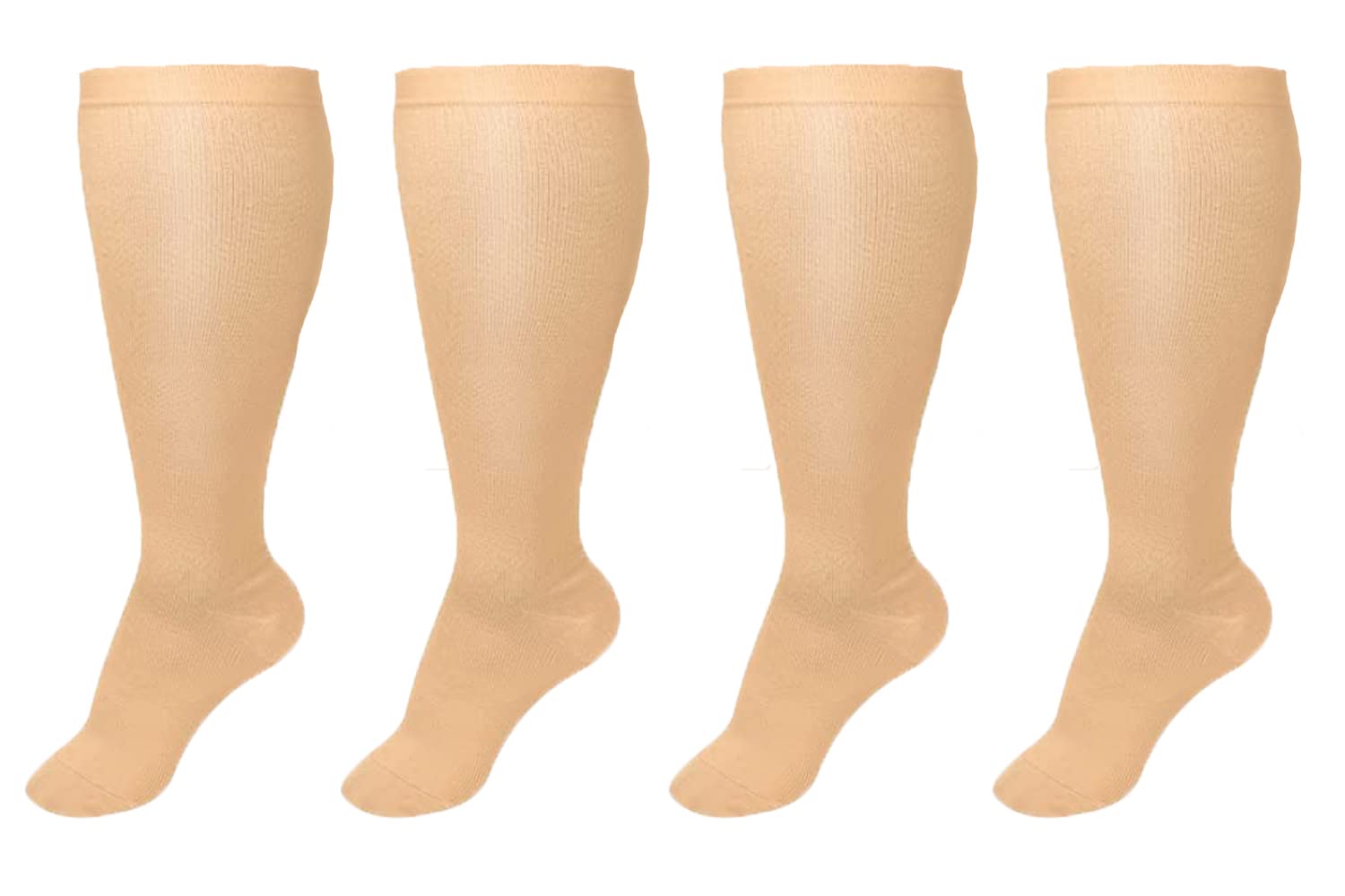 2 Pair Plus Size Compression Socks for Women Men Flight Socks Knee High Support Compression Socks Wide Calf Medical Compression Stocking Plus Size Running Socks (4XL, WQH144-6)