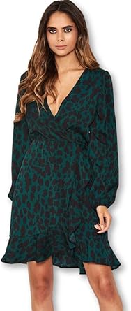 ax paris green leopard print dress