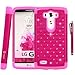 LG G3 Case, LG G3 Bling Case - Style4U LG G3 Studded Rhinestone Crystal Bling Hybrid Armor Case Cover for LG G3 with 1 HD Screen Protector and 1 Stylus [Hot Pink / Hot Pink]