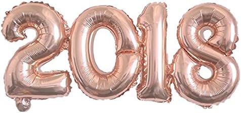 FindFun 30 Inch Champagne Script 2018 Number Balloons For New Year Party Supplies 2018 Graduation Party Supplies and Festival Party Supplies