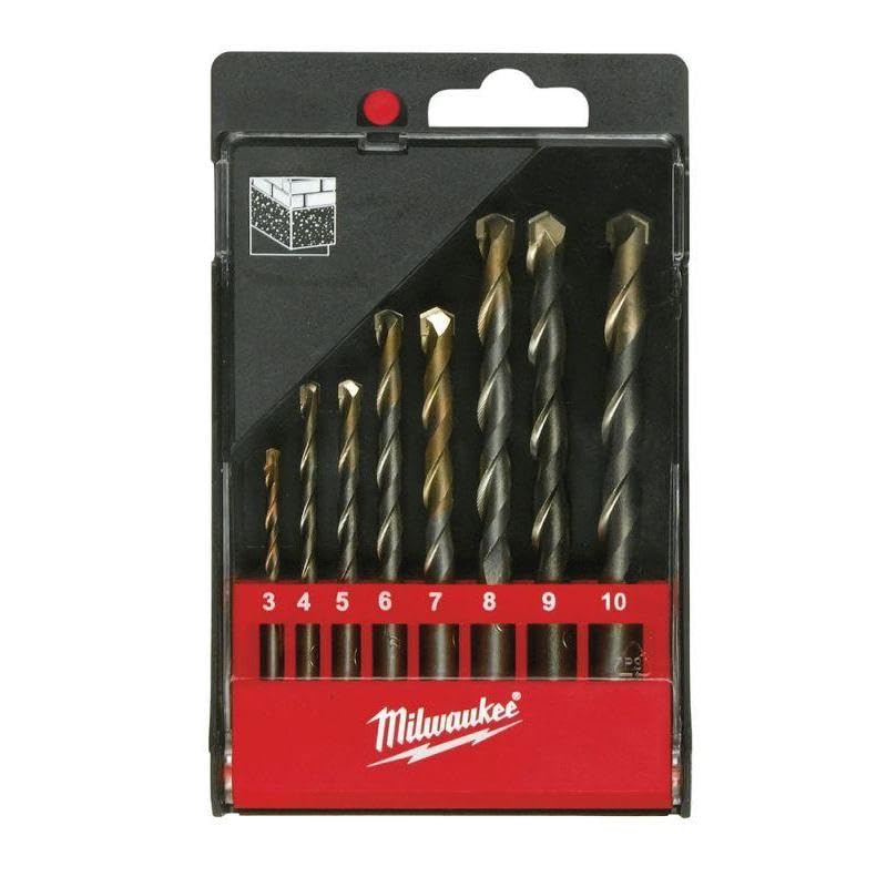 Milwaukee 4932352334 Concrete Drill Bit, Round, Cassette, 3/4/5/6/7/8/9/10 mm, Red
