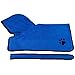BONAWEN Dog Bathrobe Soft Super Absorbent Luxuriously 100% Microfiber Dog Drying Towel Robe with Hood/Belt for Extra Large,Large,Medium,Small Dogs (Blue,2XL)