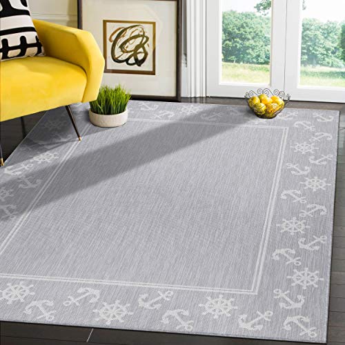 Camilson-Outdoor-Rug-Modern-Area-Rugs-for-Indoor-and-Outdoor-patios-Kitchen-and-Hallway-mats-Washable-Outside-Carpet-8x10-Anchor-Grey-White Camilson Outdoor Rug - Modern Area Rugs for Indoor and Outdoor patios, Kitchen and Hallway mats - Washable Outside Carpet (8x10, Anchor - Grey / White)