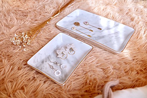 Eastyle Marble Rhombic Rectangular Jewelry Plate Jewelry Tray (Marble-A) - Thumbnail 5