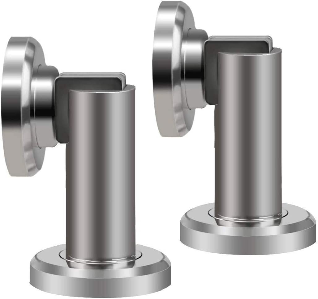 Door Stoppers, Magnetic Door Stops, Heavy Duty Stainless Steel Magnetic Door Catch Door Holder for Wall Floor Mount, Modern Door Stop Wall Protectors, Brushed Nickel, 2 Pack