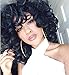 Yviann Fluffy Wavy Black Synthetic Hair Wig Short Curly Wigs Natural Looking Halloween Costume Wigs for Black Women