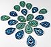 20 Pcs Peacock Blue & Green, Iridescent Flat Back Teardrop Beads Cabochons