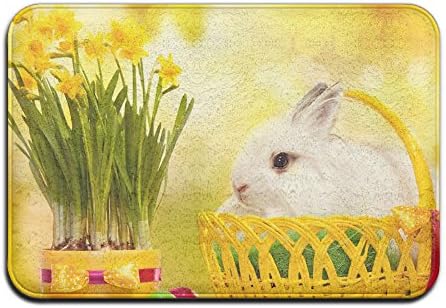 Happy Easter Bunny 24" X 16" (40x60cm) Indoor &amp; Outdoor Rugs Non-Slip Bathroom Mats Door Entrance Welcome Mat