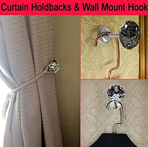 [K] Tassel Holder Wall Mounted Hooks Coat Hanger 2 Pcs Crystal Curtain Hold-Back