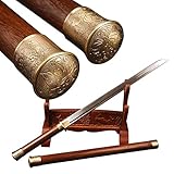 Shijian Chinese Folded Steel Hard Rosewood Flower Pattern Tang Sword