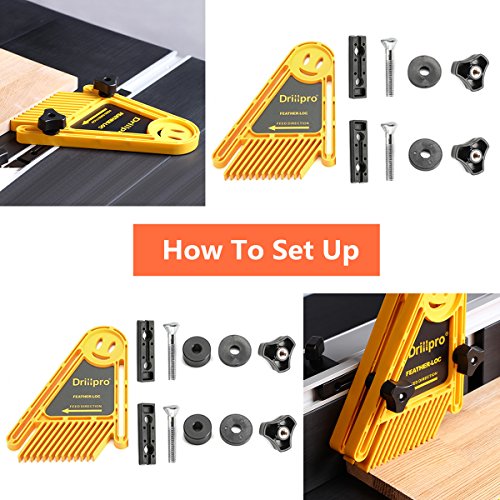 image for Featherboard, DRILLPRO Double Featherboards Feather Loc Board for Tabl