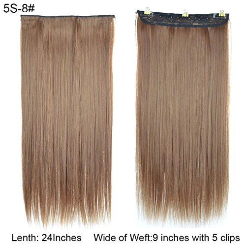 60cm Long Straight Clip In Hair Extensions Bug White Blonde Women