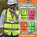 JKSafety 9 Pockets Class 2 High Visibility Zipper Front Safety Vest With Reflective Strips, Meets ANSI/ISEA Standards (Medium, 150-Pink)