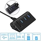 Cateck USB 3.0 HUB, Bus-Powered USB 3.0 3-Port Aluminum Hub with 2-slots Card Reader Combo for iMac, MacBook Air, MacBook Pro, MacBook, Mac Mini, PCs and Laptops, Black