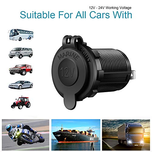 3 Pack Cigarette Lighter Socket Car Marine Motorcycle ATV RV Lighter Socket Power Outlet Socket Receptacle 12V Waterproof Plug by ZHSMS