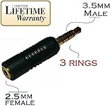 Josi Minea 3.5mm Male to 2.5mm Female Audio Adapter Converter Headphone Headset 3 Ring Jack - Stereo or Mono for Apple iPhone 6/6S/5S iPad Samsung Galaxy and Note Phones & most Smartphones & Tablets