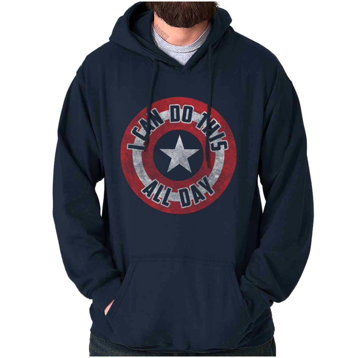 Photo 1 of Brisco Brands I Can Do This All Day Star Shield Hoodie Sweatshirt Women Men Navy