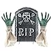 2 in 1 Spooky Halloween Graveyard Decorations Tombstone with Zombie Hands & Arms